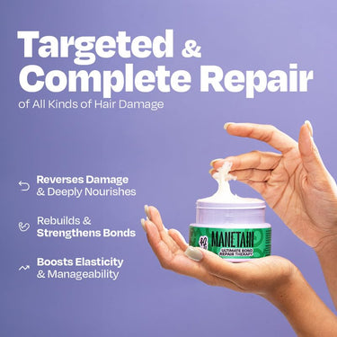 MANETAIN Ultimate Bond Repair Therapy - 200gm | Deep Conditioning Treatment with FiberHance™ & Plant-Based Keratin for All Hair Types | Hydrates, Strengthens, & Restores Damaged Hair | Sulphate & Paraben Free